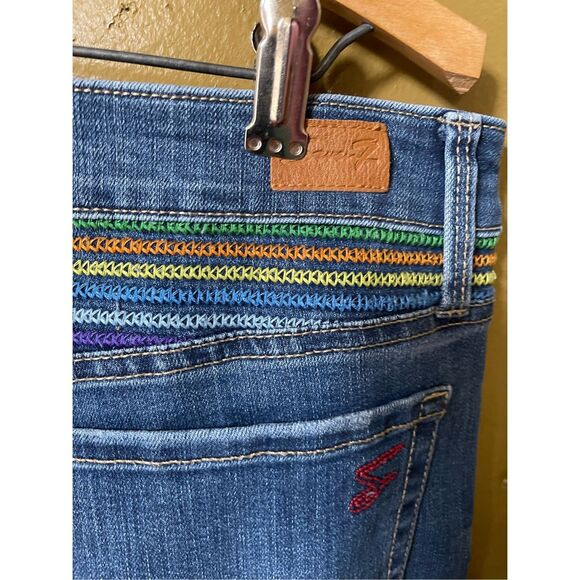 Seven7 size 12 High Rise Hollywood skinny raw hem. Embroidered. - Picture 4 of 10